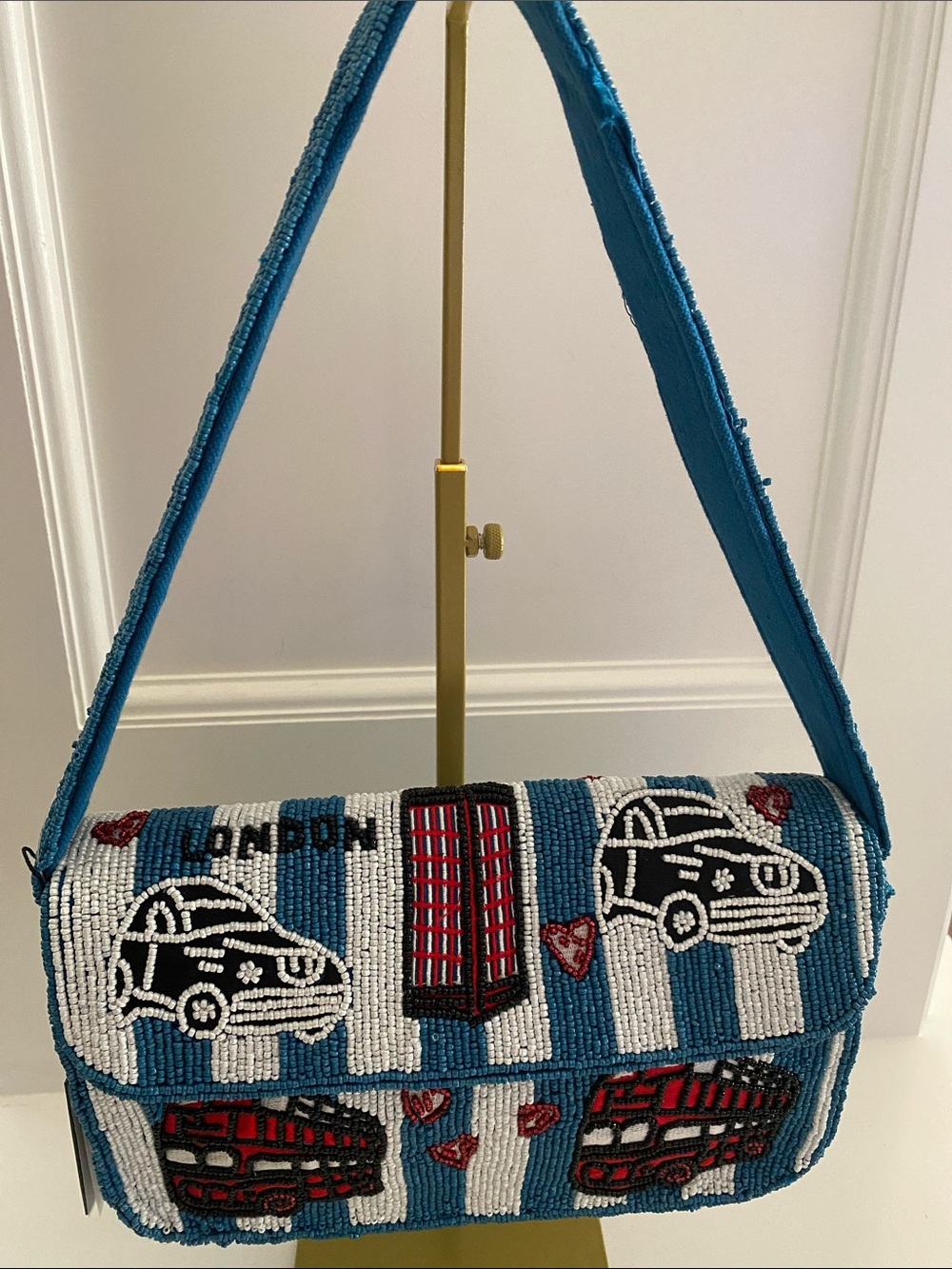 American & Beyond London Beaded Shoulder Bag | NWT | Double Decker Bus